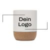Billie 300 ml Keramiktasse mit Korkdetails Standard | weiss | ohne Werbeanbringung | Nicht verfügbar | Nicht verfügbar