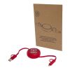 Alasia 100 cm 5-in-1 Kabel aus recyceltem Kunststoff und Aluminium, einziehbar, für Datenübertragung und mit 45W Schnellladung rot