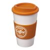 Americano® 350 ml Isolierbecher mit Schutzring und Schraubverschluss weiss-orange | ohne Werbeanbringung | Nicht verfügbar | Nicht verfügbar