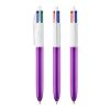 BIC® 4 Colours Shine Kugelschreiber Weiß-lilametallic | 1-farbiger Siebdruck | Upper Part-gegenüber vom Clip | 22.00 mm x 10.00 mm