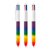BIC® 4 Colours® Rainbow Decor Rot-Grün   Silber   Rot(2) | 1-farbiger Siebdruck | Schaft-Rechts vom Clip | 30.00 mm x 43.00 mm