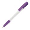 Kugelschreiber Nash Hardcolour mit Gummigriff Weiss-Transparent Violett | 1-farbiger Siebdruck | 90° vom Clip | 33 mm x 25 mm | Nicht verfügbar