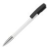 Kugelschreiber Nash Hardcolour mit Metallspitze Weiss-Schwarz | 1-farbiger Tampondruck | 270° vom Clip | 42 mm x 8 mm | Nicht verfügbar