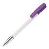 Kugelschreiber Nash Hardcolour mit Metallspitze Weiss-Transparent Violett | 1-farbiger Tampondruck | 90° vom Clip | 42 mm x 8 mm | Nicht verfügbar