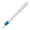 Kugelschreiber S40 Grip hardcolour Weiss-Blau Weiss | 1-farbiger Siebdruck | in Verlängerung vom Clip | 40 mm x 30 mm | Nicht verfügbar