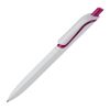 Kugelschreiber Modell Click Shadow - Hergestellt in Deutschland Weiss-Dunkelrosé | 1-farbiger Siebdruck | in Verlängerung vom Clip | 40 mm x 25 mm | Nicht verfügbar