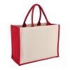 Jute-Baumwolle Tragetasche OEKO-TEX® 42,5 x 19 x 32cm 320g/m² Rot / Weiß | ohne Werbeanbringung | Nicht verfügbar | Nicht verfügbar