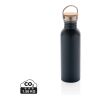Moderne Stainless-Steel Flasche mit Bambusdeckel blau | ohne Werbeanbringung | Nicht verfügbar | Nicht verfügbar