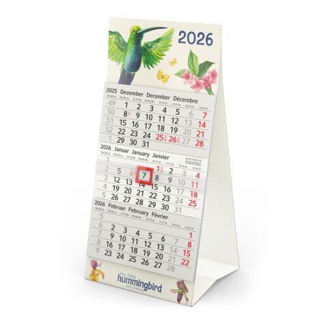 Tischkalender Mini 3 Recycling Hellgrau-rot | 4C-Quality Digital | ohne Werbeanbringung | ohne Werbeanbringung