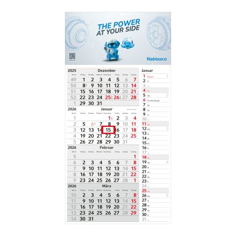 4-Monatskalender Konzept 4 Post Bestseller (Einblatt) Hellgrau-rot | 4C-Quality Digital