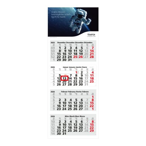 4-Monatskalender Forum Light 4 Bestseller (Mehrblock) Hellgrau-rot | 4C-Quality Digital