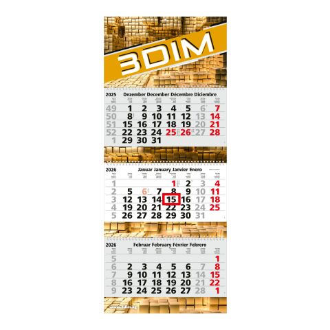 3-Monatskalender Maxi Wire-O 3 Bestseller (Mehrblock) Hellgrau-rot | ohne Werbeanbringung | 4C-Quality Digital | ohne Werbeanbringung