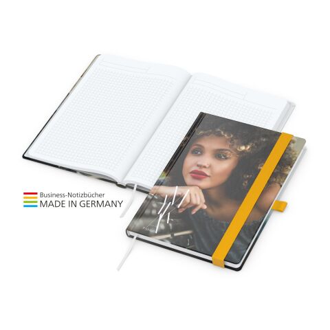 Notizbuch Match-Book White Bestseller bunt-gelb | A5 | ohne Werbeanbringung | Cover-Star gloss | gelb