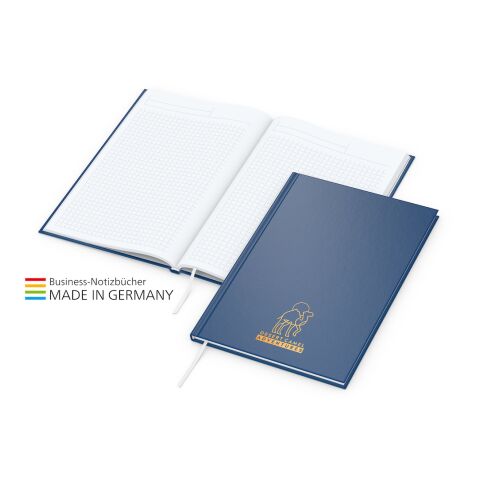Memo-Book bestseller mit Farbauswahl dunkelblau | A5 | 4-farbiger Siebdruck-Digital