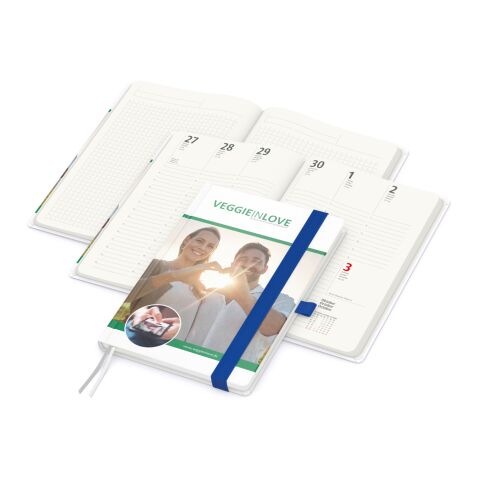 Wochenplaner Match-Hybrid Recycling Bunt-blau | ohne Werbeanbringung | Cover-Star Recycling-Matt | Mittelblau