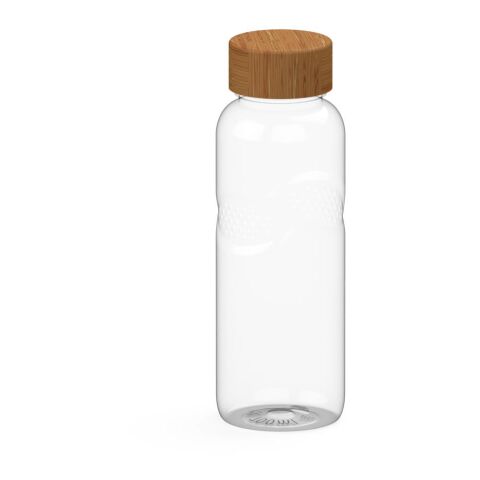 Werbeartikel Carve Natural 700ml Trinkflasche Tritan™ kohlensäuregeeignet mit Bambusdeckel & Griffmulden auslaufsicher – weiß – mit Logo bedruckt