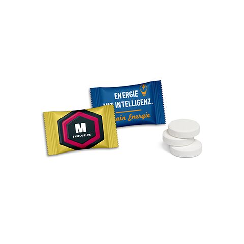 Traubenzuckertabletten im Flowpack weiß | 2-farbiger Flexodruck