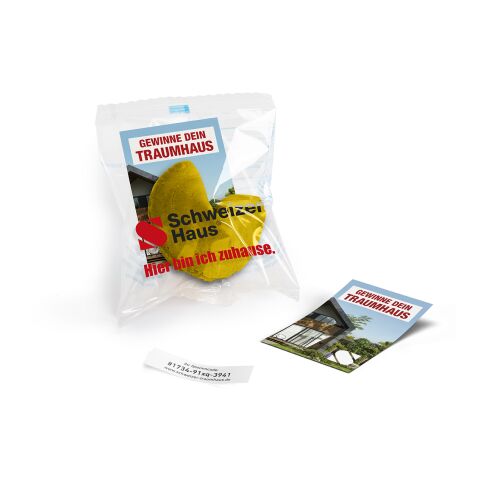 Glückskekse mit Werbekärtchen weiß | ohne Werbeanbringung | Gelb