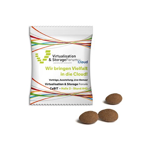 Mandeln im Werbetütchen weiß | ohne Werbeanbringung | Papier/PE-Verbundfolie | Zimt