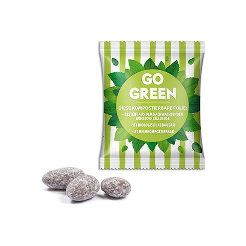 Mandeln im Werbetütchen transparent | ohne Werbeanbringung | kompostierbare Folie | Zimt