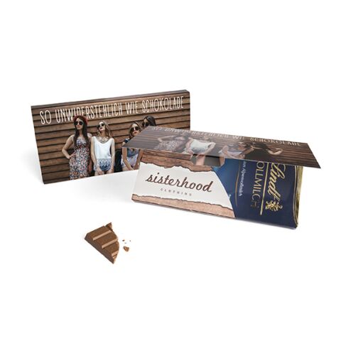 Lindt Schokoladentafel in Mailingmappe 4c Digitaldruckbeidseitig | Vollmilchschokolade