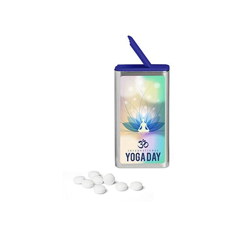 FlipTin silber | 4c Digitaldruck + weiß | Pfefferminztabletten