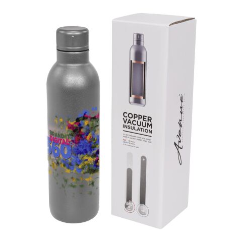 48h Express-Druck Werbeartikel Odin 510 ml Kupfer-Vakuum Isolierflasche 12h heiß/48h kalt Pulverbeschichtung – grau – mit Logo bedruckt