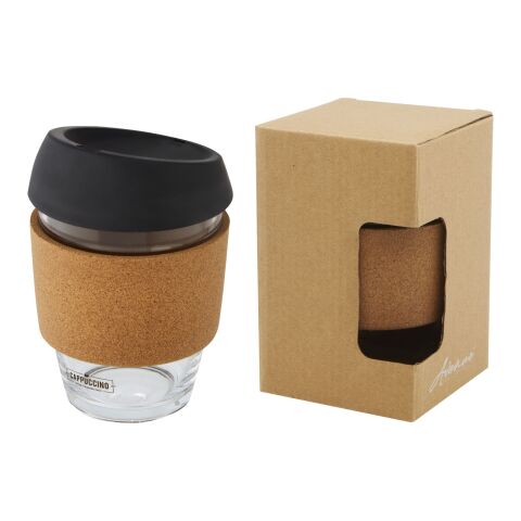 Lidan 360 ml Becher aus Borosilikatglas mit Korkgriff und Silikondeckel