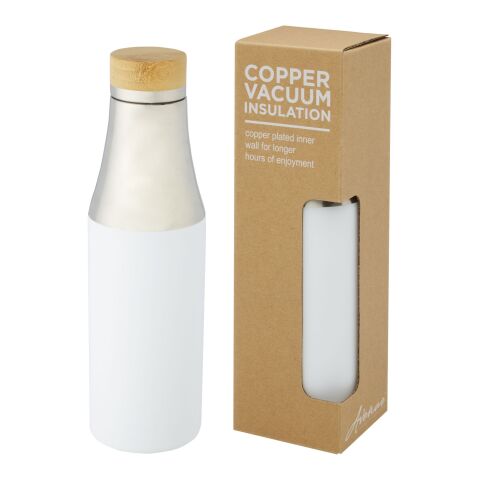 Hulan Mit Kupfer vakuumisolierte 540 ml Edelstahlflasche mit Bambusdeckel Standard | weiß | ohne Werbeanbringung | Nicht verfügbar | Nicht verfügbar