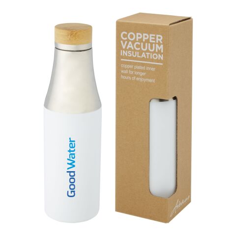 Hulan Mit Kupfer vakuumisolierte 540 ml Edelstahlflasche mit Bambusdeckel Standard | weiss | ohne Werbeanbringung | Nicht verfügbar | Nicht verfügbar