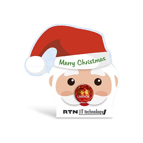 Lindt Lindor Kugel in Werbekartonage &quot;Santa Claus&quot; 4c Digitaldruck | Milchschokolade (Rot)
