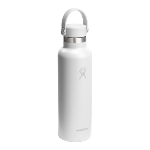 Hydro Flask Standard Mouth 621 ml isolierte Edelstahl Trinkflasche mit Strohhalmverschluss weiss