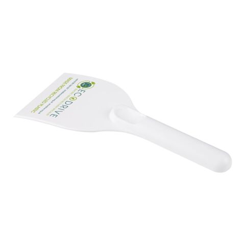 Nachhaltiger Werbeartikel Chilly 2.0 Eiskratzer aus recyceltem PET Kunststoff – weiß – mit Logo bedruckt