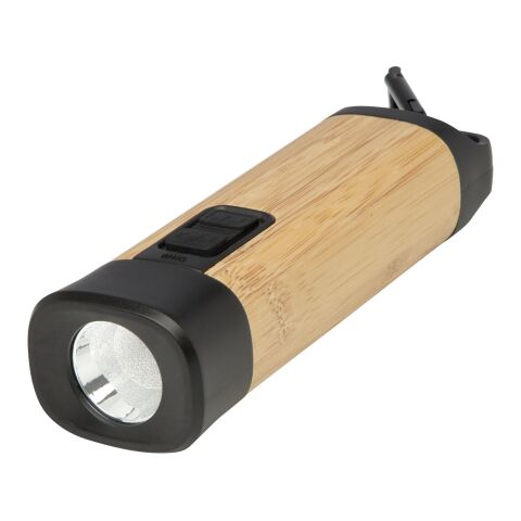 Kuma Taschenlampe aus Bambus und recyceltem RCS Kunststoff mit Karabinerhaken Standard | beige | ohne Werbeanbringung | Nicht verfügbar | Nicht verfügbar