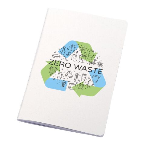 48h Express-Druck Werbeartikel Fabia Notizbuch mit Cover aus Crush Papier – weiß – mit Logo bedruckt