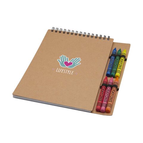 Doodle A5 Softcover Spiralnotizbuch mit Farbstiftset Standard | natur | ohne Werbeanbringung | Nicht verfügbar | Nicht verfügbar