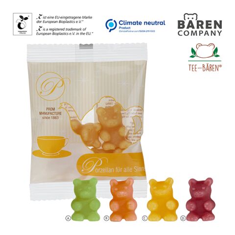 Tee-Bären® im kompostierbaren Tütchen transparent | 4-farbiger Digital- oder Flexodruck | Ingwer-Zitrone