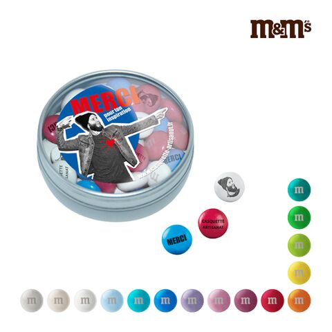 Personalisierte M&amp;M&#039;S® Klarsichtbox 2-farbiger Tampondruck | Blaugrüne Linsen