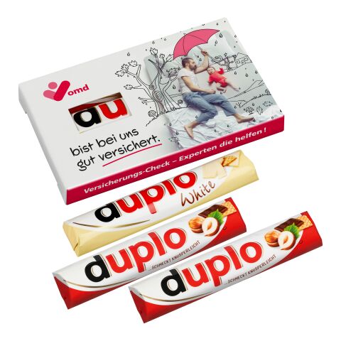 3 er Duplo-Pack (mit Sichtfenster mit 2 Duplo klassisch und 1 Duplo weiß) 2-farbiger Digitaldruck