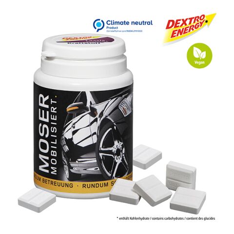 Promo-Box DEXTRO ENERGY* Kraftstoff weiß | 2-farbiger Digital- oder Offsetdruck