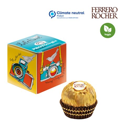 Mini Promo-Würfel mit Ferrero Rocher weiß | 1-farbiger Digitaldruck