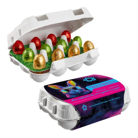 12er Ostereierkartonage mit Ferrero Küsschen Eiern 5-farbiger Digitaldruck