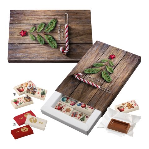 Schoko-Naps-Schuber-Adventskalender - personalisierbares STANDARDMOTIV ohne Werbeanbringung | Merry Christmas Black | Weihnachtskugeln
