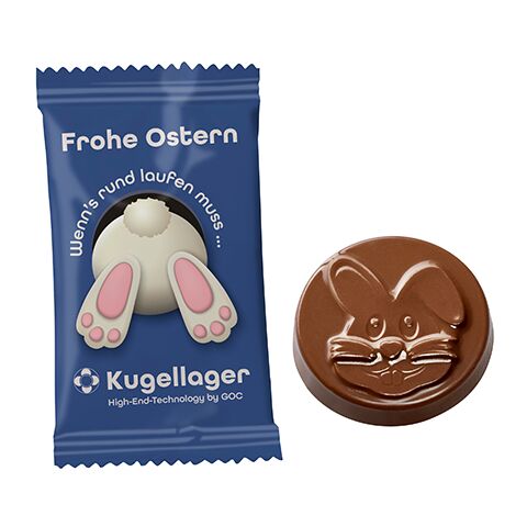 Schokotaler "Osterhase" im konventionellen Flowpack ohne Werbeanbringung