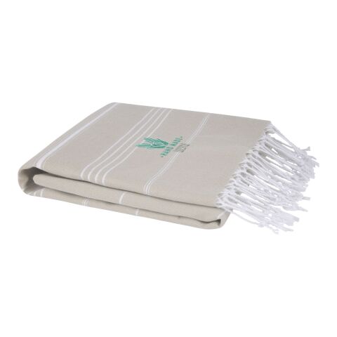 Werbeartikel Anna 150 g/m² Hammam Baumwollhandtuch 100 × 180 cm – beige – mit Logo bedruckt