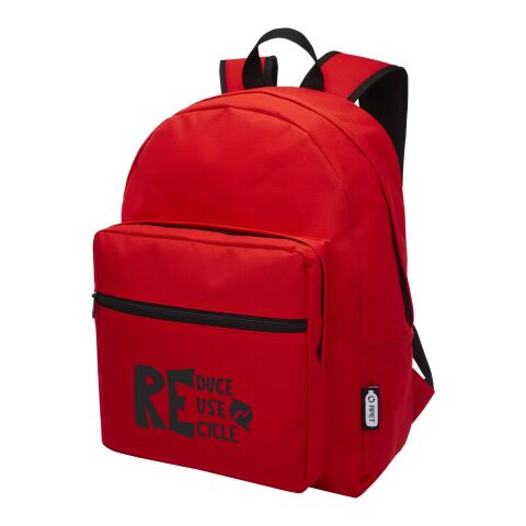 48h Express-Druck Werbeartikel Retrend RPET-Rucksack – rot – mit Logo bedruckt