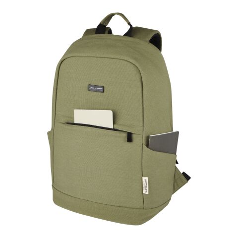 48h Express-Druck Werbeartikel Joey 15,6 Zoll Anti-Diebstahl Laptop-Rucksack aus GRS-recyceltem Canvas – olive – mit Logo bedruckt