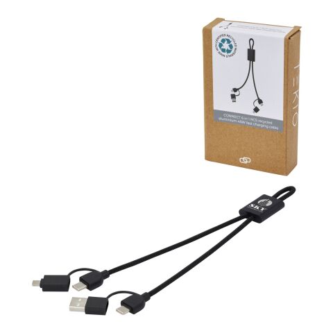 Connect 6-in-1 45W Schnelllade- &amp; Datentransferkabel aus recyceltem RCS Aluminium Standard | schwarz | ohne Werbeanbringung | Nicht verfügbar | Nicht verfügbar