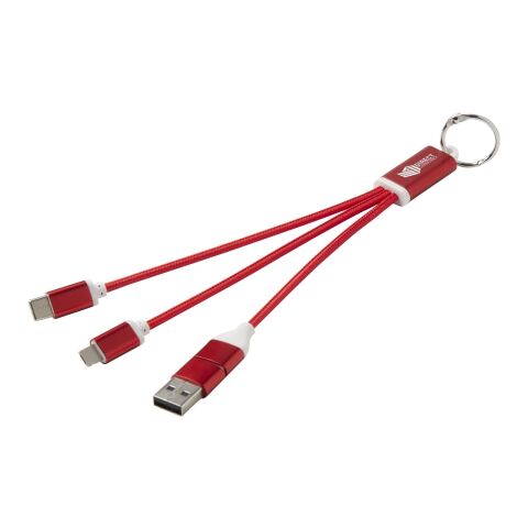 Metal 4-in-1 Ladekabel aus recyceltem Aluminium mit Schlüsselanhänger Standard | rot | ohne Werbeanbringung | Nicht verfügbar | Nicht verfügbar