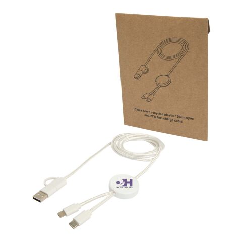 Citala 150 cm 5-in-1 Kabel aus recyceltem Kunststoff für Datenübertragung und 27W Schnellladung Standard | weiss | ohne Werbeanbringung | Nicht verfügbar | Nicht verfügbar
